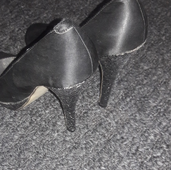 Black Satin w/black glitter high heels. - Picture 3 of 4